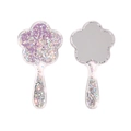 Sparkly flower-shaped handheld mirror in purple with floating star glitter details - Handheld Mirror / Purple