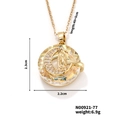 Collar de acero inoxidable dorado con colgante de media luna y medallón santo - Estilo Dorado Multicolor (N00921-77)