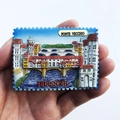 Souvenir fridge magnet featuring Florence Ponte Vecchio stamp design in colored resin - Florence Ponte Vecchio
