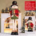 Extendable plush snowman figurine with red knit sweater and festive plaid scarf decor - Large 92CM Telescopic Snowman