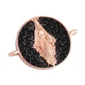 Religious connector with Virgin Mary relief in rose gold finish and black zircon pavé - M588982-Rose Gold