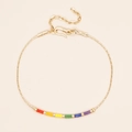 Verfijnde verstelbare gouden kettingarmband met kleurrijke Miyuki regenboog kralen - Regenboog Zes Kleuren Mix (MI-B220336S)