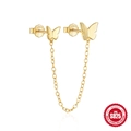 Elegante goldene S925 Sterling Silber Schmetterling Kette Quaste Ohrringe für Damen - #6 Schmetterling Integrierter Stil / Gold