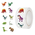 Rotolo di 500 adesivi di dinosauri colorati per decorazioni e premi per bambini - Motivo Dinosauro Cartone Animato