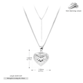 Detailed technical diagram of heart pendant necklace with dimensions and 925 silver stamp - 925 Silver / Silver