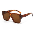 Oversized tortoise shell square sunglasses with flat top and dark brown lenses - C05 Tortoise Frame Tea Lens