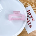 Minimalist matte pink rectangular hollow hair claw clip for thick hair styling - Jelly Pink