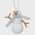 Handmade felt Christmas snowman ornament with orange nose and gray knitted scarf - Snowman / 10cm