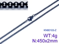 Matte black stainless steel Rolo chain necklace with lobster clasp, 450x2mm, 4g - Black Chain (KN80103-Z)