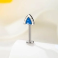 F136 titanium kraakbeenpiercing met blauwe inleg en zilverkleurige platte achterzijde - Enkel Stuk / Aqua