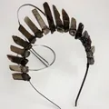 Eleganter Haarreif mit Rauchquarz Kristallen und schwarzer Drahtwicklung für Hochzeiten - Rauchquarz mit schwarzem Draht