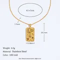 Collana in acciaio inossidabile placcato oro 18K con ciondolo a forma di stella e luna - Collana con Targhetta Quadrata Stella Luna-Oro