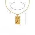 18K gold plated stainless steel rectangle pendant necklace with celestial star and moon icons - Star Moon Square Tag Necklace-Gold