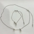 Parure de bijoux argentés avec pendentifs cœur et lettre S sur collier et bracelet - Lettre S Style (2769) / Argent