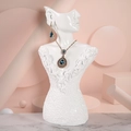 White resin female mannequin bust for jewelry display featuring necklace and earrings - Large (30x17x11.5cm) / White