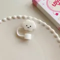 White cloud smile silicone straw cover cap for 10mm tumbler straws in daily setting - White Cloud / 10mm-Individual Package