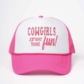 Pink and white Trucker Hat featuring vintage COWGIRLS text print and mesh design - One Size / Rose Red