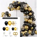 114pcs black and gold balloon arch kit with latex balloons and decorating strip - Black Gold Sequins High-end Style (Set 056)