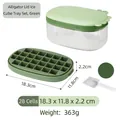 Moule à glaçons crocodile vert avec couvercle, bac de stockage et pelle pour la maison - Ensemble De Glaçons À Couvercle Crocodile-Vert-28 Grilles-Avec Pelle
