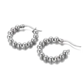 Boucles d'oreilles créoles en acier inoxydable argenté avec perles au style français - Couleur Acier (KE99815-WGAS)