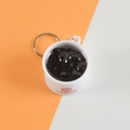 Realistic mini white porridge bowl keychain with red logo on orange background - Barrel Diameter 4cm / Black Bean Soup