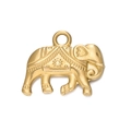 Golden plated stainless steel elephant charm with textured finish for jewelry DIY - Gold 542# Elephant / 15*17mm