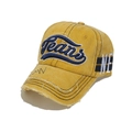 Detalle de gorra de béisbol de lona lavada amarillo mostaza con bordado y visera desgastada - M (56-58cm) / Amarillo