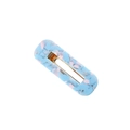 Light blue acetate hair clip with pink marble pattern and gold metal spring closure - 16# Blue Marble Square Style