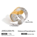 Two-tone intertwined stainless steel ring with elegant gold and silver layered design - Multilayer Crisscross Two-Tone Style (JDR0212004-PS)