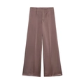 Elegant satin wide-leg trousers in taupe with a glossy finish and fluid drape design - Pants / XS