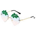 Frameless strawberry shaped sunglasses with blue and pink gradient lenses and gold metal frame - Gold Frame Blue-Pink Gradient Lens