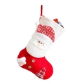 Calcetín navideño de punto rojo con figura de Papá Noel en 3D y detalle de botón de madera - Papá Noel