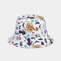 Detailed view of Halloween bucket hat with pumpkin, bat, and ghost printed patterns - M (56-58cm) / White Print-Pumpkin Bat Reaper (1#)