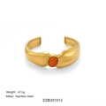 Bracciale rigido aperto in acciaio inossidabile placcato oro 18k con gemma arancione - Stile Pietra Preziosa Rossa (DZB301913) / Rosso