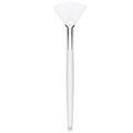 Fan-shaped acid facial mask brush with white bristles and silver ferrule for skin care - White Bristles Pearlescent Handle