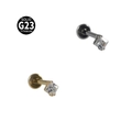G23 titanium labret studs with square cubic zirconia in silver and gold finishes - Style NO-2 Square / 1.2x8mm / Silver