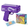 Electric purple money gun toy set with colorful box and blue party bills for fun - Purple (With Pattern Logo) / Purple Money Gun + 100 Notes
