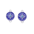 Detailed view of blue enamel evil eye charms with silver starburst for DIY jewelry - Style 5-Round Silver Starburst Blue Eye