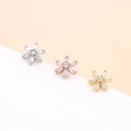 Boucles d'oreilles étoiles en zircon étincelant en argent, or rose et doré - 3# (Flocon de neige) / Argenté