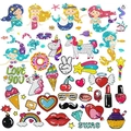 Close-up of DIY 5D diamond painting stickers with mermaid and unicorn designs for kids - Mermaid Heart Series