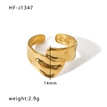 Minimalist gold stainless steel open ring featuring a 14mm irregular hammered texture - Adjustable Open / Ripple Textured Style (HF-J1347) / Gold