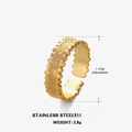 Adjustable golden stainless steel geometric ring with textured matte finish for women - Geometric Texture (ZN503) / Gold