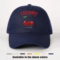 Casquette de baseball classique en coton bleu marine avec broderie cerise rouge - Taille unique / Bleu Marine