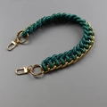 Dark green woven rope handbag strap with gold chain links and lobster clasps - Old Version / Green