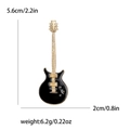 Detailed dimensions of the black and gold guitar brooch, 5.6cm by 2.0cm, weighing 6.2g - Black