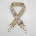 3.8cm wide jacquard canvas bag strap with beige geometric patterns and gold metal buckles - Beige Edge Apricot Gold Hook