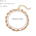 18K gold plated stainless steel heart bracelet with pink gems 18cm plus 5cm length - Heart / Pink Zircon