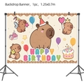 Cartoon Capybara Happy Birthday backdrop 1.25x0.7m for party wall decoration - Backdrop Banner