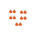 Detailed view of 10 orange enamel pumpkin charms for Halloween jewelry making - 3#-Stitched Mouth Pumpkin