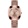 Rose gold quartz watch for women with oval diamond dial and stainless steel calendar band - Men's Rose Gold (VA-2511-KK)